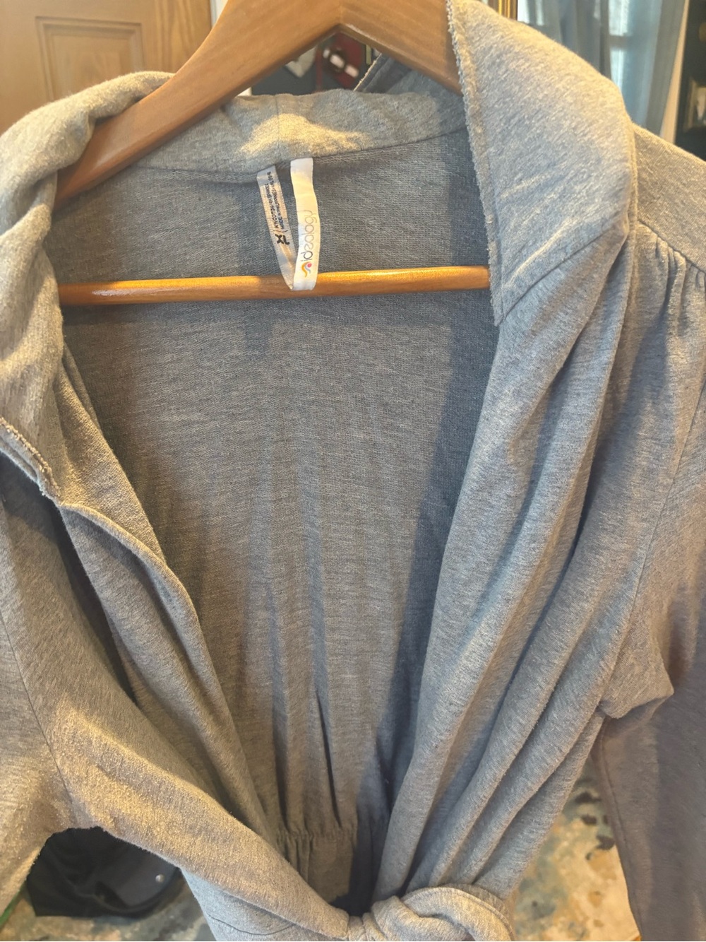 Ideology Grey Draped Tie-Front Women's Hoodie